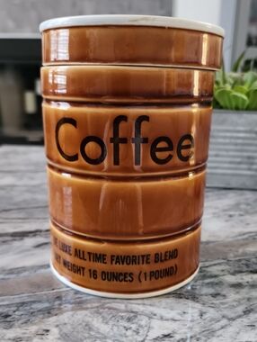 SHAFFORD, Betty St. John For Shafford Brown Ceramic Coffee Canister Jar 1979,